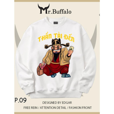 Áo Sweater "chơi tết" Thần Tài Đến size 40kg tới 100kg Mr.Buffalo