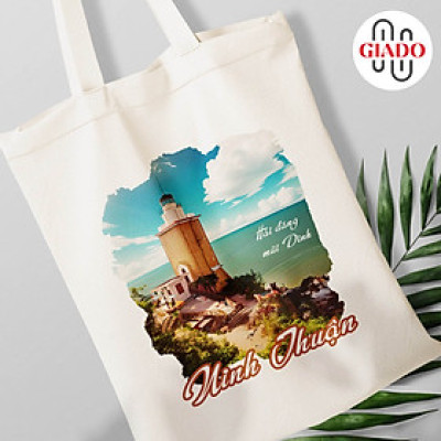 Túi canvas GIADO, túi vải bố, túi tote mẫu Ninh Thuận ngọn hải đăng mũi Dinh