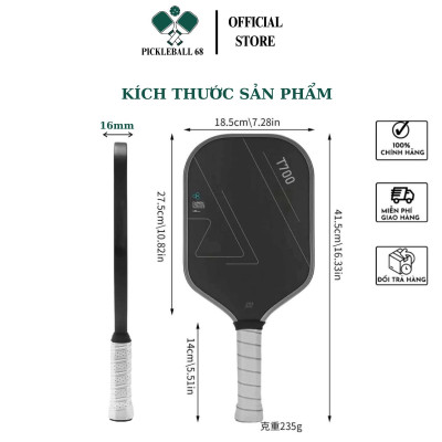 [Hoả tốc] Vợt pickleball Carbon T700 cao cấp phù hợp cho mọi người - Tặng kèm 2 trái banh Pickleball