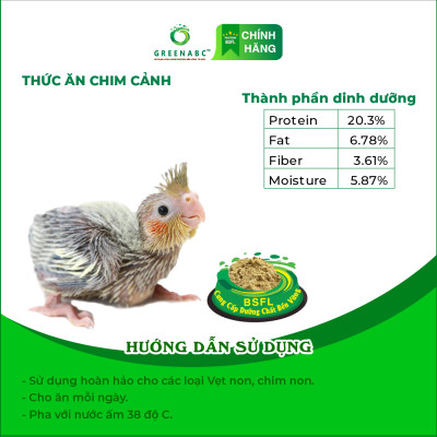 Bột dinh dưỡng cho Vẹt Non, Chim Non GREENABC – Bổ sung protein, canxi, lipid giúp chim phát triển nhanh, lông mượt, trí não thông minh – Hộp 280g