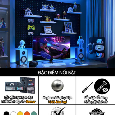 Bảng lỗ Pegboard decor gaming Dola Home để bàn phím, tay cầm chơi game, mô hình anime, setup bàn làm việc gọn gàng phong cách chất - Hàng Việt Nam chính hãng chất lượng cao