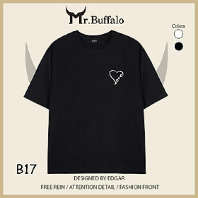 Áo Thun Đôi, Cặp Mr.Buffalo tim love Tshirt Cotton 100% có bigsize Unisex Local Brand B17