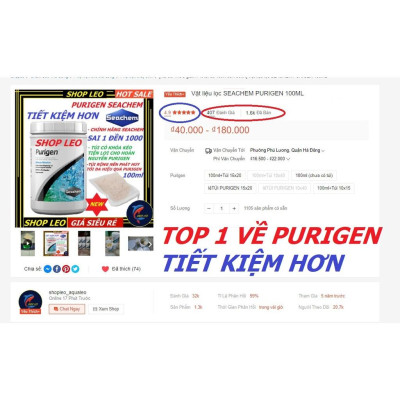 Vật liệu lọc Purigen seachem (túi 50ml)-làm trong nước- Seachem Purgien giúp khử mùi hôi tanh-phụ kiện thủy sinh-shopleo