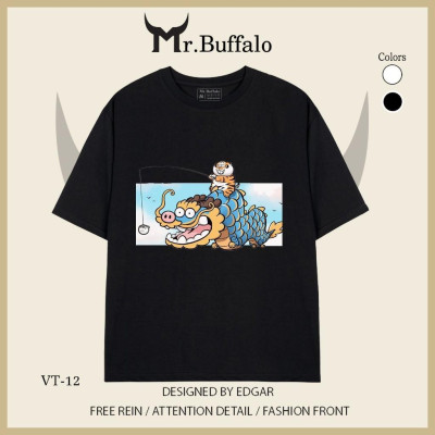 Áo thun tay lỡ Hổ béo ngây thơ và rồng cute Mr.Buffalo