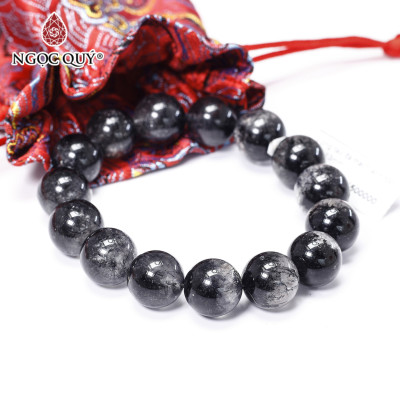 Vòng tay đá thạch anh ưu linh tóc đen 13mm mệnh thủy, mộc - Ngọc Quý Gemstones