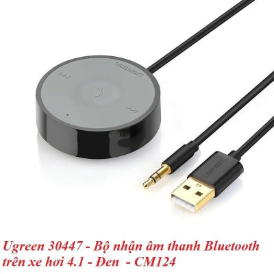 Ugreen UG30447CM124TK BT 4.1 màu Đen Thiết bị nhận âm thanh Bluetooth trên xe hơi chuẩn 3.5mm - HÀNG CHÍNH HÃNG