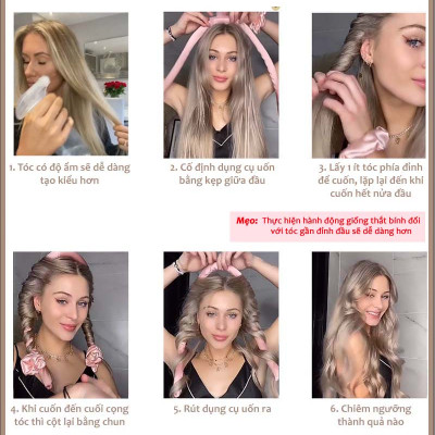 Thanh Uốn Tạo Kiểu Tóc Không Dùng Nhiệt Chất Liệu Lụa Cao Cấp Không Hư Tổn Tóc ( tặng kèm 2 Cột Tóc +Kẹp Tóc)