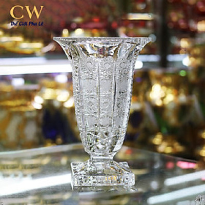 Lọ Hoa Decor Nghệ Thuật Pha Lê Tiệp Crystalite Bohemia Magma Mài Hoa Văn Bông Tuyết