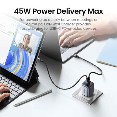Ugreen UG90573CD294TK 45W 2c Nexode Củ sạc nhanh 2 cổng USB-C kiểu mini Màu Xám - HÀNG CHÍNH HÃNG
