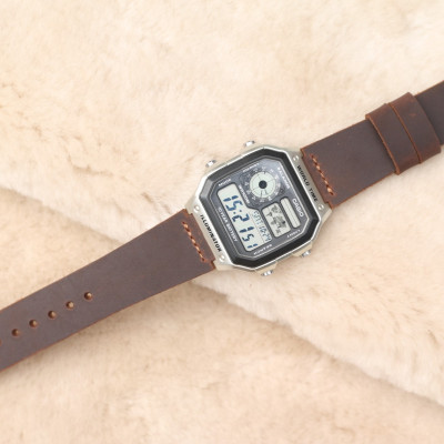 Dây đeo da thay thế đồng hồ Casio AE1200 - Handmade