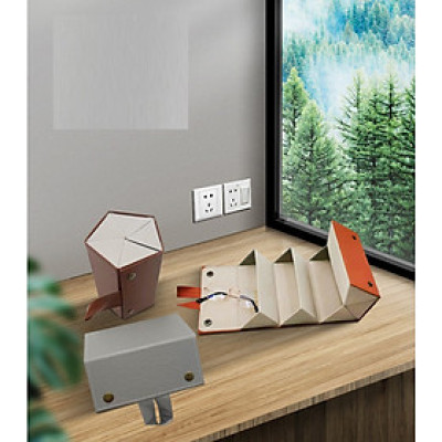 Hộp Đựng Mắt Kính 5 Ngăn Da Pu Gấp Gọn Cuộn Tròn Có Quai Sách Tiện Dụng