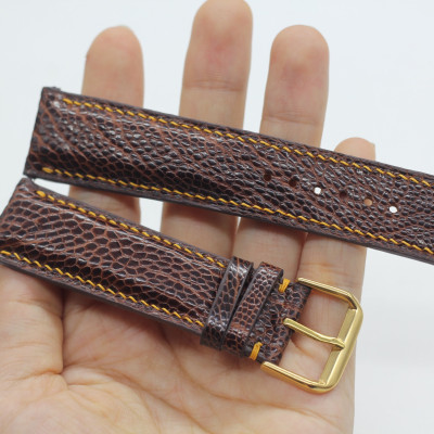 Dây Đồng Hồ Da Đà Điểu Thật Cao Cấp Songhan Leather HANDMADE Màu Nâu Khóa Kim , Bảo Hành 6 Tháng WSOT-01