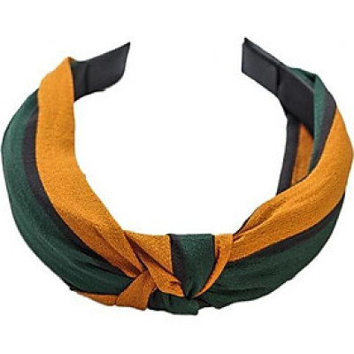 Bờm cài tóc turban nữ bản to BN21B phối kẻ xanh vàng