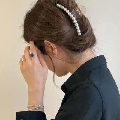 Kẹp Tóc Càng Cua Đính Ngọc Trai Nhân Tạo Phong Cách Hồng Kông Thâp Niên 90s