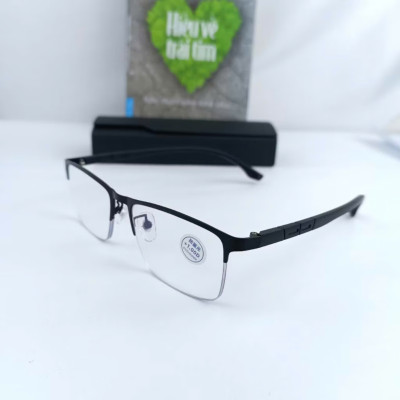 Kính lão nam nữ cao cấp chống ánh sáng xanh from kính vuông tặng hộp da và khăn lau A03