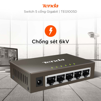 Bộ chia mạng Switch Tenda TEG1005D 5 cổng Ethernet 1000Mbps - Hàng Chính Hãng