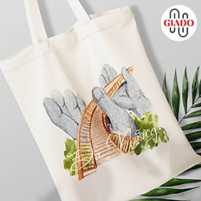Túi canvas GIADO, túi vải bố, túi tote mẫu Đà Nẵng cầu Vàng pixel