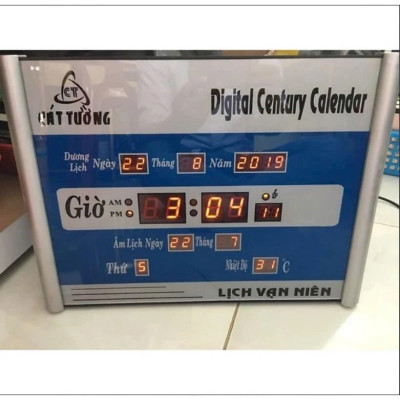 Đồng Hồ LED Treo Tường Kèm Lịch Vạn Niên Cát Tường Sang Trọng – Size Lớn 40x30cm, Loại Cao Cấp Siêu Bền