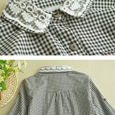 Sơ mi nữ kẻ caro dáng dài Ab05