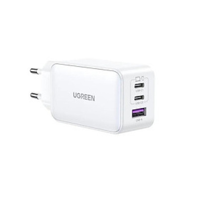 Ugreen UG15334CD244TK 65W 2c1a GaN Nexode chuẩn cắm EU chân tròn Màu Trắng Củ sạc nhanh 2 x USB-C + 1 x USB-A - HÀNG CHÍNH HÃNG