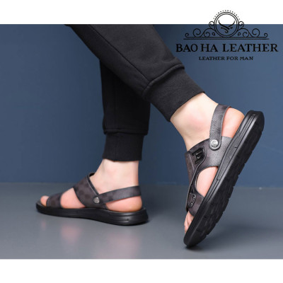 Dép nam quai ngang da thật BHD6652 Dép quai hậu