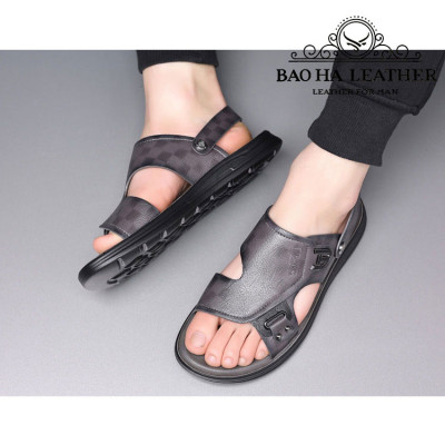 Dép nam quai ngang da thật BHD6652 Dép quai hậu