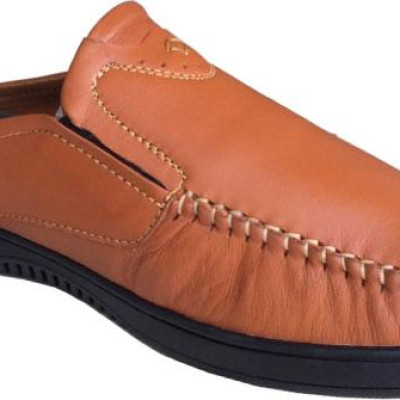 Dép bít mũi nam Trường Hải màu vàng da bò thật cao cấp không bong tróc đế cao su không trơn BMTH0712