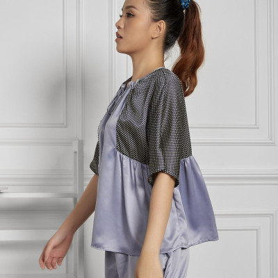 Đồ Bộ Nữ Mặc Nhà Pijama Ngắn Lụa Hàn Maxivic, La Mộc MM112121