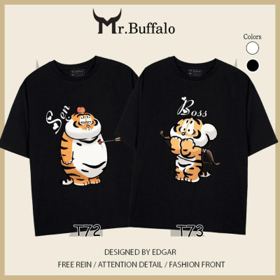 Áo đôi ,áo thun cặp nam nữ tay lỡ Unisex Sếp đệ form rộng vải cotton 100% T74T75 - Mr.Buffalo