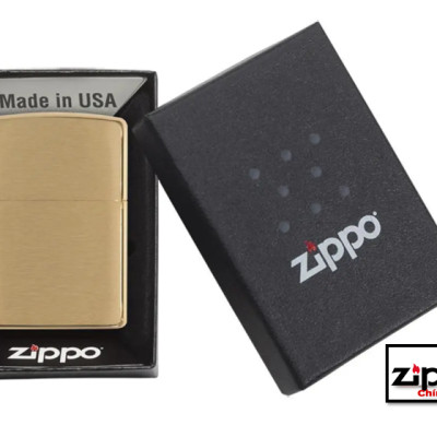 Bật lửa Zippo 204B Brushed Brass Solid- Chính hãng 100%