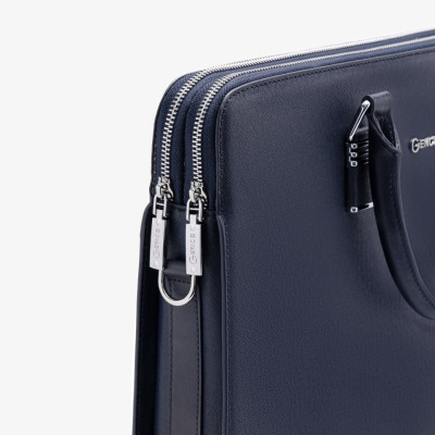 Cặp Da Nam Túi Xách Công Sở GENCE CDX18 Chất Liệu Da Bò Cao Cấp Màu Xanh Navy
