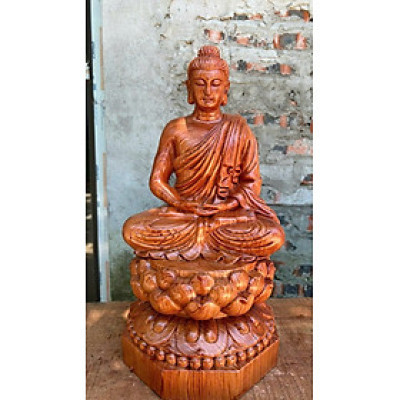 Tượng phật bổ sư thích ca mâu ni bằng gỗ hương đá kt cao 40×20cm