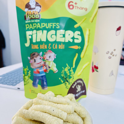 BÁNH ĂN DẶM PAPAFOOD PAPAPUFFS - FINGERS VỊ RONG BIỂN VÀ CÀ RỐT - 100% NGŨ CỐC HỮU CƠ 