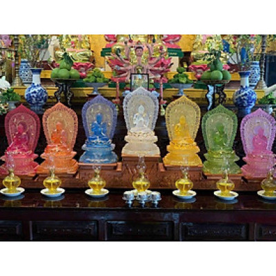 BỘ 7 VỊ DƯỢC SƯ ĐÁ LƯU LY ĐẦY ĐỦ CÁC MÀU TRƯNG BÀY HOẶC LÀM QUÀ TẶNG NGƯỜI THÂN