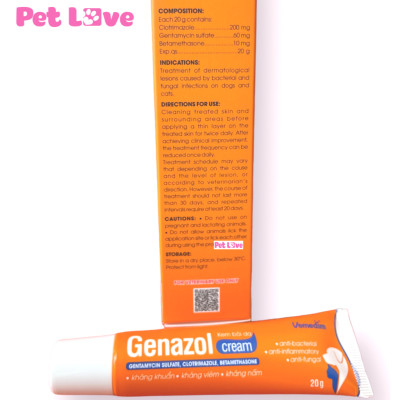 Kem Genazol giảm ngứa, giảm viêm, mau lành vết thương trên chó mèo (Vemedim)