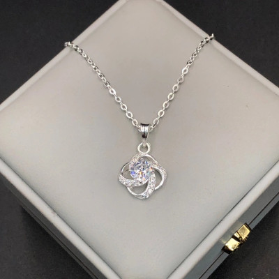 Dây Chuyền Vòng Cổ Nữ Bạc Ta Hoa Đính Đá Cao Cấp BẠC HIỂU MINH DMD485