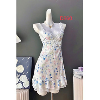 Váy Ngủ D260 Lụa Quảng Châu Cao Cấp Cột Dây Hoa Gợi Cảm