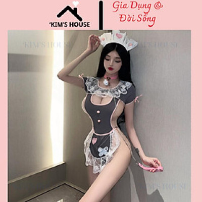 Tặng Kèm Bờm Tóc - Cosplay Nữ Hầu Gái, Nữ Bồi Bàn, Nữ Phục Vụ, Set Đồ Lót Nữ Gợi Cảm Tôn Dáng C033