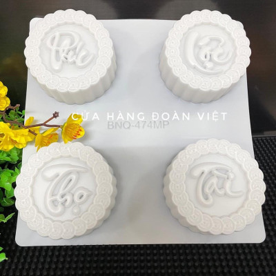 (COMBO 4 KHUÔN) Khuôn Nhấn Xôi, Khuôn Xôi, Khuôn Rau Câu Hình PHÚC LỘC THỌ TÀI 9 cm - Khuôn Nhựa, Sắc Nét. Chuyên phục v