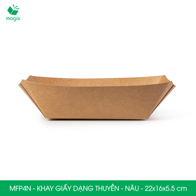 MFP4N - 22x16x5.5 cm - 25 khay giấy dáng thuyền đựng thức ăn, khay giấy đựng món tráng miệng