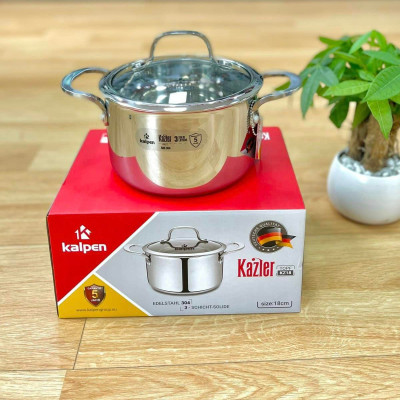 Nồi Inox 3 lớp đúc liền khối Kalpen Kazler 18cm dung tích 2.5L hàng Đức - Hàng chính hãng