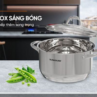 NỒI INOX 3 ĐÁY SUNHOUSE SHG301-32 - Hàng Chính Hãng