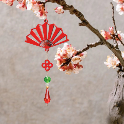 Bộ 11 dây treo trang trí Tết, phụ kiện handmade bằng gỗ sơn đỏ sang trọng , treo Mai, Đào, Lan- COMBO MIX11