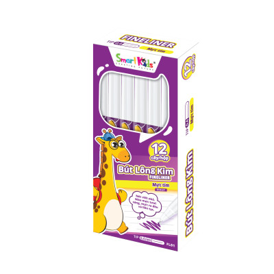 Hộp 12 bút lông kim Smartkids Fineliner Gira mực tím 0.4mm FL01 dành cho học sinh tiểu học