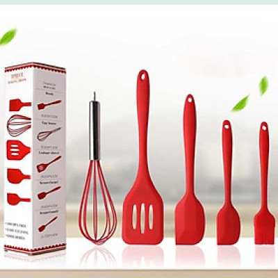 BỘ DỤNG CỤ NHÀ BẾP, LÀM BÁNH 5 MÓN SILICON CHỊU NHIỆT -  PHÙ HỢP CHO MỌI GIA ĐÌNH & TIỆM BÁNH CHUYÊN NGHIỆP 
