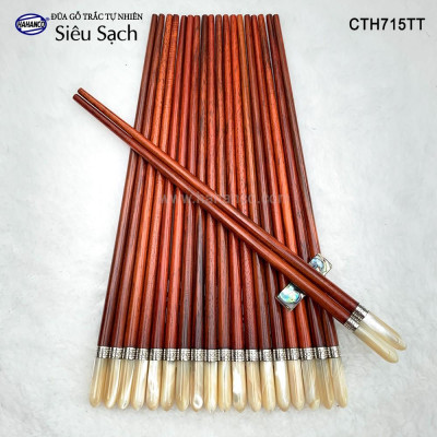 Đũa trắc đầu ốc búp viền Bạc hàng siêu cao cấp (10 đôi/Hộp) CTH715TT - Dành cho giới thượng lưu