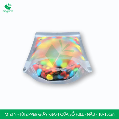 MTZ2B - 12x19cm - Combo 50 Túi Zipper Bạc đáy đứng, một mặt trong