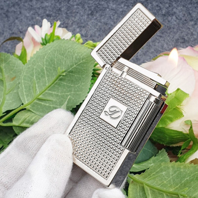 Vỏ Hột Quẹt Bật Lửa Upon D136T Họa Tiết Ô Vuông Nhỏ Màu Bạc - Dùng Ga Đá Cao Cấp