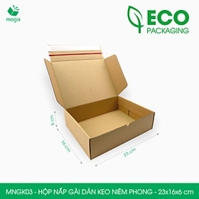 MNGK03 - 23x16x6cm - COMBO 60 HỘP CARTON NẮP GÀI HÔNG CÓ KEO NIÊM PHONG - THÙNG HỘP CARTON ĐÓNG HÀNG