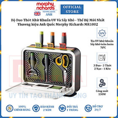 Bộ Dao Thớt Khử Khuẩn UV Và Sấy Khô Morphy Richards MR1002 Thế Hệ Thứ 3 - Hàng Nhập Khẩu